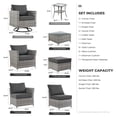 thumbnail image 4 of XIZZI 9PCS Patio Furniture Set Cushioned Conversation Set Rattan Wicker Sofa with Corner Table Swivel Rocking Chair,Black, 4 of 15