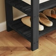 thumbnail image 6 of ZUNMOS 3-Tier Bamboo Shoe Rack Bench, 11.3 x 27.6 x 17.8 Inches Compact Storage Organizer with 286lb Capacity for Entryway, Bedroom and Living Room, Black, 6 of 8