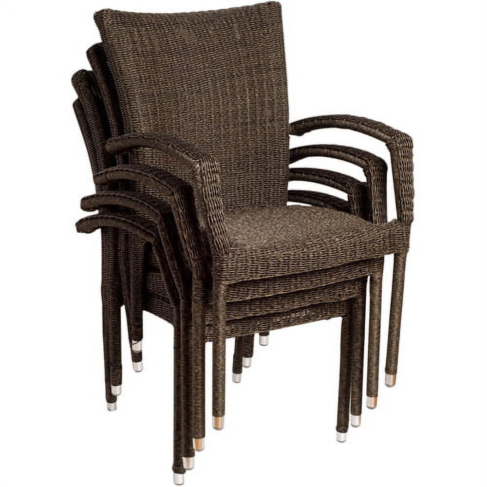 Amazonia Bari Outdoor All-Weather Wicker Armchairs, Set of 4, Distressed Grey