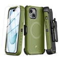 thumbnail image 1 of Funda MYBAT Maverick MagSafe Clip para iPhone 15 Verde con Mica, 1 of 10