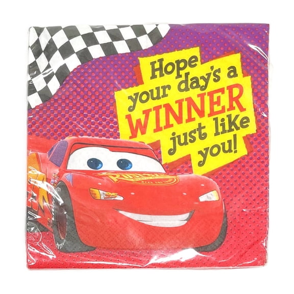 Disney Cars Birthday Large Disposable Party Napkins - Pack of 16