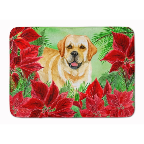 Golden Retriever Poinsettas Machine Washable Memory Foam Mat