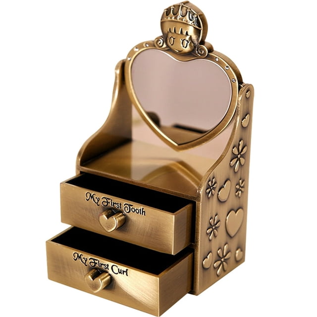HLONK Baby Tooth Box First Tooth Fetal Hair Keepsake Box Metal Newborn Memory Box