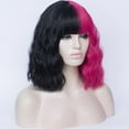 thumbnail image 4 of Unique Bargains Wigs for Women 16" Black Pink Curly Wig with Wig Cap, 4 of 6