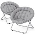 thumbnail image 3 of Magshion Set of 2 Folding Saucer Chair, 600D Oxford Cozy Chair for Living Room Bedroom, Foldable Lounge Chair, Gray, 3 of 10