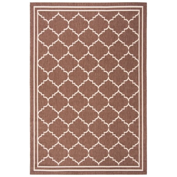 Safavieh Courtyard Amy Geometric Indoor/Outdoor Area Rug, Chocolate/Cream, 5'3" x 7'7"