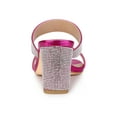 thumbnail image 2 of BLISSFUL STEP Women's Shoes Rhinestone Chunky Heel Square Toe Slide Sandals Hot Pink 7.5, 2 of 8