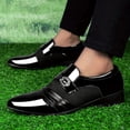 thumbnail image 6 of Men's dress shoes fashionable simple business solid color check pattern four seasons wedding England casual shoes PU upper PU sole rubber sole PU insole ordinary toe cap, 6 of 6