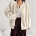 thumbnail image 2 of IWRICH Women's Cardigan Sweaters Casual Lightweight Long Sleeve Button up Coats Crewneck Knit Fall Outwear White XL, 2 of 4