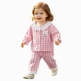 thumbnail image 3 of CAUYDY Newborn Girl Picture Outfits Baby Pajamas Fall Winter 12 18 24 Months Long Sleeve Shirt and Elastic Pants 2PCS Cute Set Toddler Sleepers for Girls Sizes 12-18 Months,Pink, 3 of 9