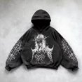 thumbnail image 2 of XIAOCHA Men'ss Demon Hoodies Soft Fleece Lined Pullover Hooded Sweatshirt retro y2k style winter comfy hoodie, 2 of 3
