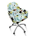 thumbnail image 2 of FOR U DESIGNS Blue Black Yellow Dot Pattern Dining Chair Slipcovers Breathable Leisure Arm Chair Protector Modern Curved Back Armrests Chairs Cover for Computer Vanity Chairs, 2 of 8