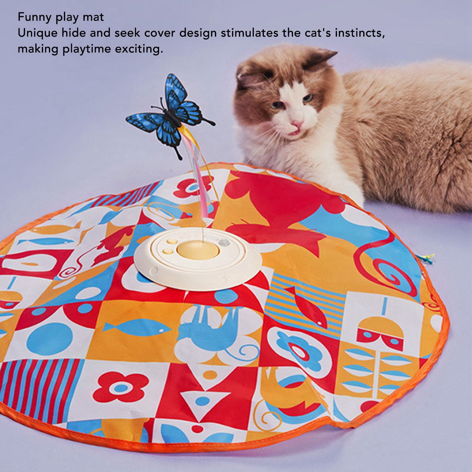 Nieyigj Interactive Cat Toys Funny 360 Degree Rotation Turntable Self Entertainment Hide and Seek Play Mat Toy for Indoor Exercise, Style 1 (7.87 inches / 20 cm, Multicolor)