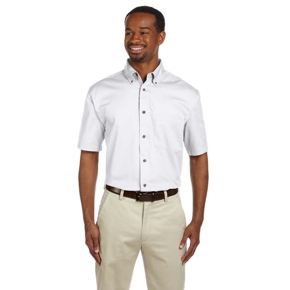 Harriton M500S Men's Easy Blend Short-Sleeve Twill Shirt with Stain-Release