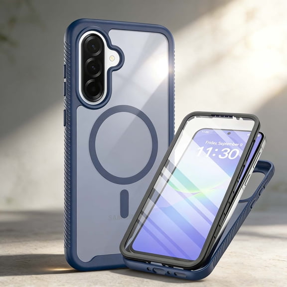 For Samsung Galaxy A07/A06 Phone Case,Compatible With Mag-Safe,2-in-1 Heavy Duty Shockproof Cover,Built-in Screen Protector,Matte Anti-fall Drop Protection,Rugged Durable Phone Case,Blue