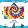 thumbnail image 2 of Colorful Tie Dye Mandala Pattern Hooded Bath Towel，50"x30" for Ages 3 To 12 Kids, Quick Dry Lightweight Soft Microfiber Hood Beach Towel Cover Up for Kids, 2 of 7