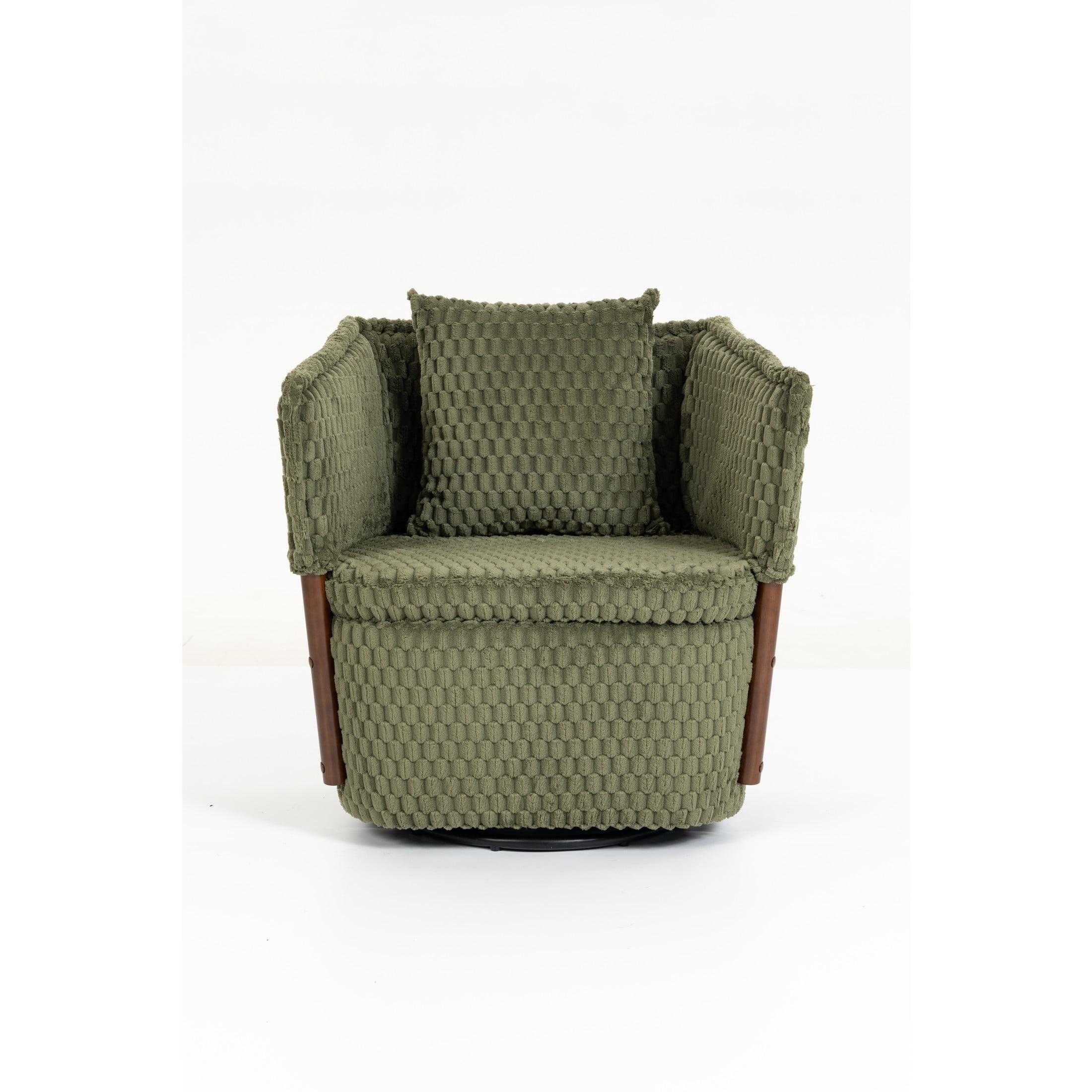GDF Studio Derwin Mid-Century Modern 360° Swivel Accent Chair with Storage, Reading Armchair for Living Room, Army Green