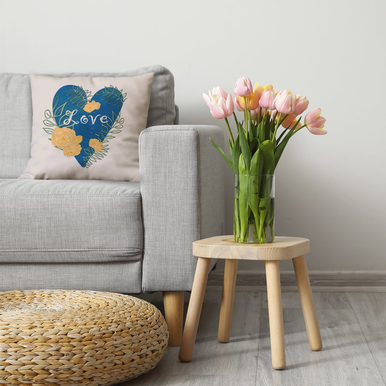 26" x 26" Simply Daisy Love And Roses Polyester Accent Pillow, Teal Qty 1
