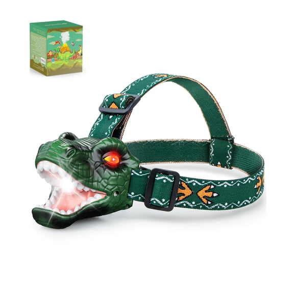 Linterna frontal LED Niovexium con forma de dinosaurio T-Rex para niños de 3 a 9 años