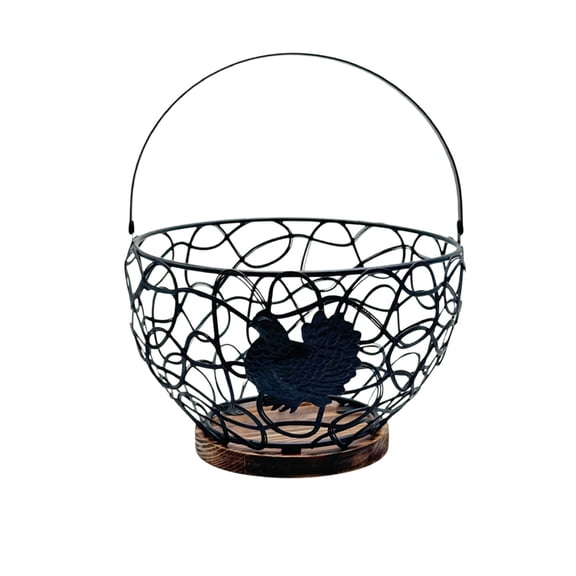 LEHOZIHEQ Wire Egg Basket, Farmhouse Fresh Eggs Collecting Basket, Vintage Style Metal Wire Eggs Holder Basket, for Countertop Kitchen Storage Bin White