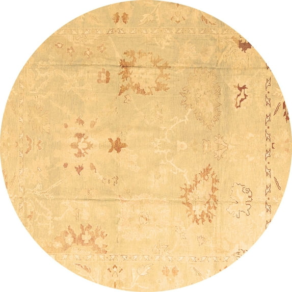 Ahgly Company Indoor Round Oriental Brown Traditional Area Rugs, 8' Round