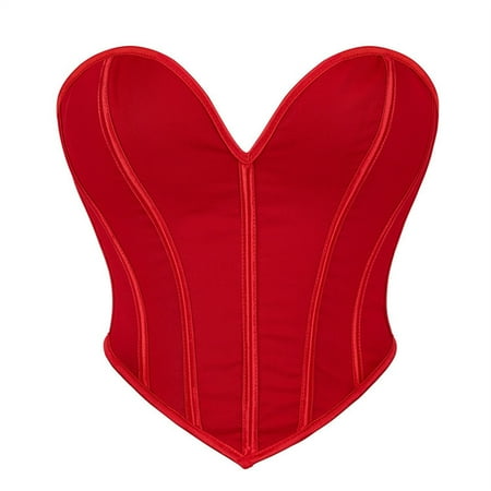 POIUYTR Corset Womens Overbust Lace Up Waist Cincher Boned Bustier Bodyshaper Crop Tops