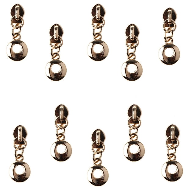 10 piezas con cabeza de cremallera, deslizadores de cremallera, tirador de cremallera, kit de reparación de repuesto para cremallera de nailon, herram Oro Macarena Tirador de la cremallera