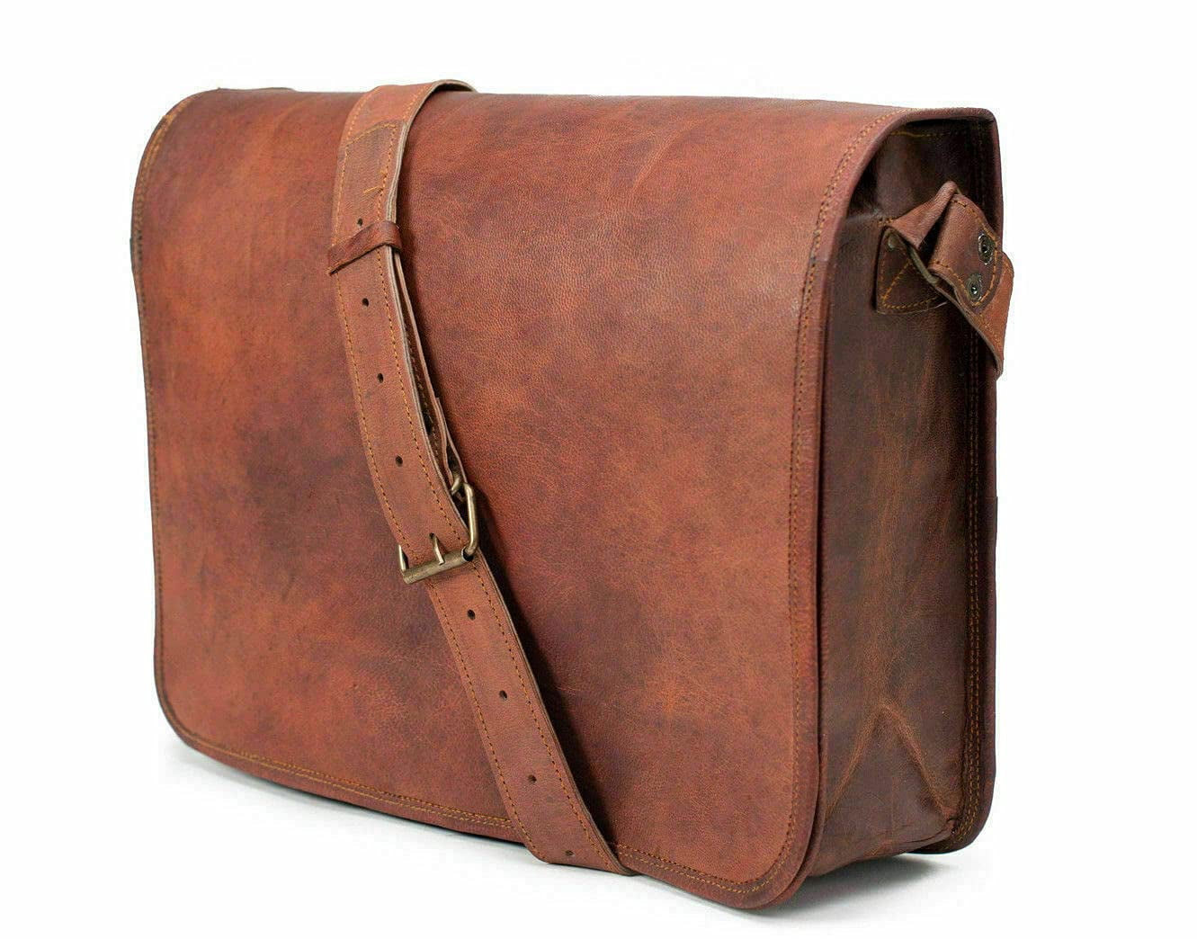 NEW Men Genuine Leather Vintage Laptop Full Flap Messenger Briefcase Bag Satchel 