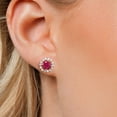 thumbnail image 3 of Gem Stone King 18K Rose Gold Plated Silver Women Stud Earrings with Removable Jackets Round Ruby and Moissanite (1.52 Cttw), 3 of 6