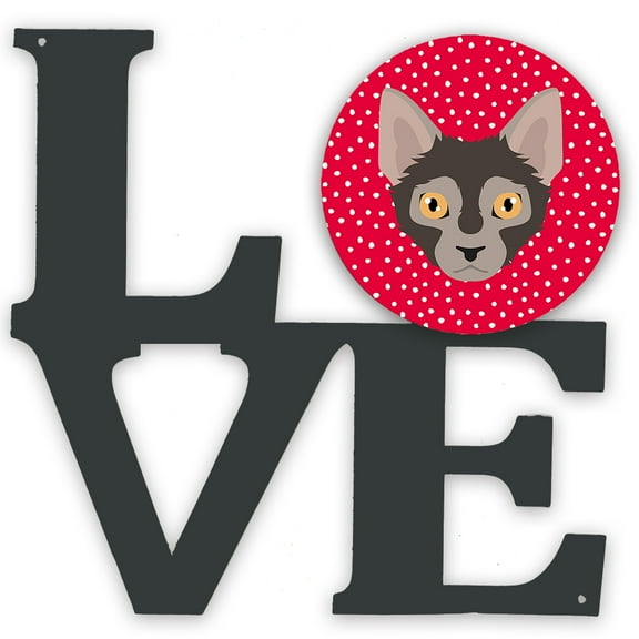 Lykoi Cat Love Metal Wall Artwork LOVE Red