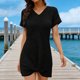 thumbnail image 5 of Vestido de Verano de Manga Larga para Mujeres Cuello en V Playa de Piña Cubrir Manga Corta Vacaciones Informales, 5 of 9