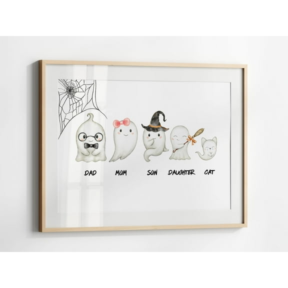 WestConfe Horizontal Halloween Ghost Family Portrait – Minimalist Halloween Wall Art | Cute Halloween Decoration