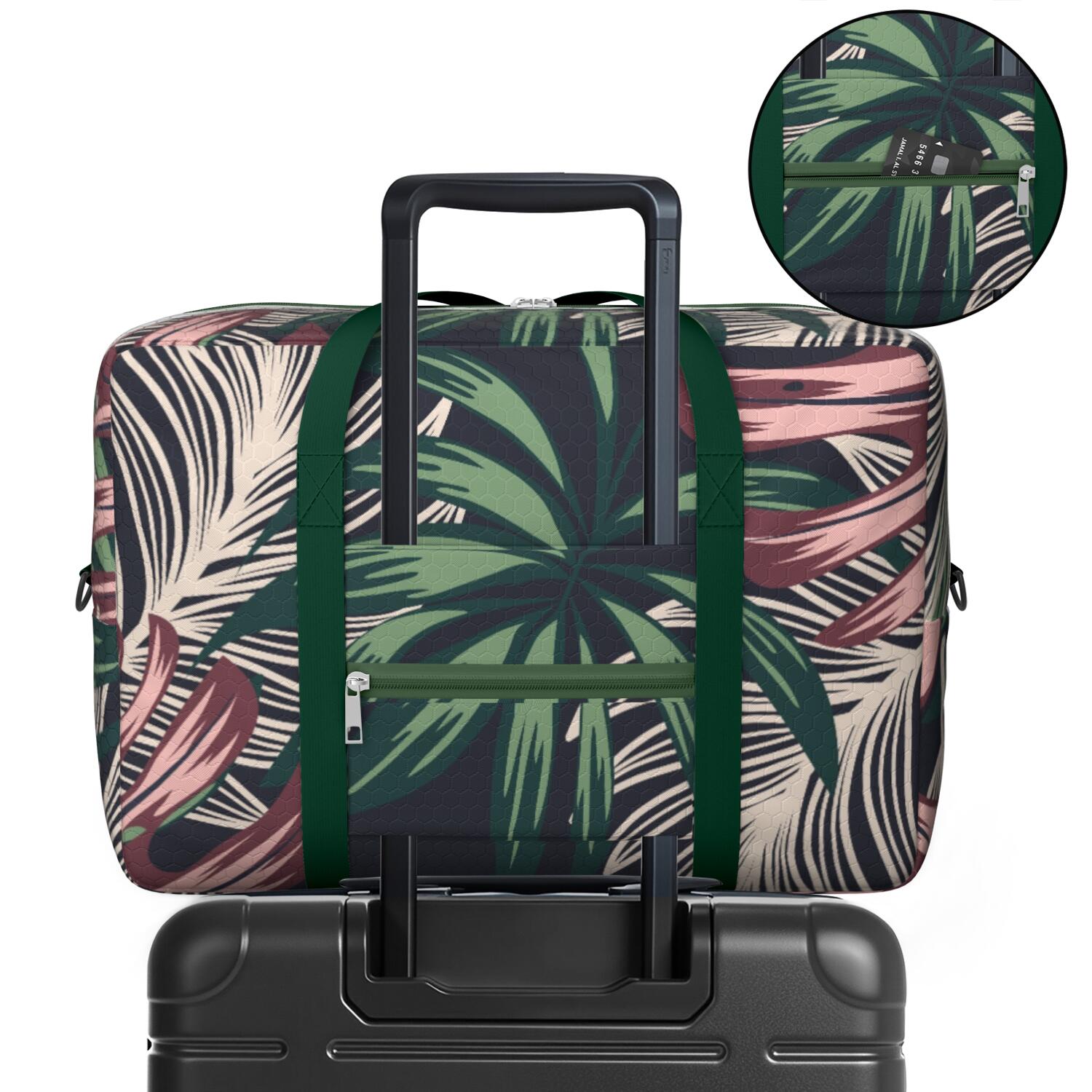 For Spirit Airlines Personal Item Bag 18x14x8 Inch, Floral Weekender Travel Bag, Foldable Travel Duffel Bag Underseat Carry on Bag with Luggage Sleeve for Women and Men 30L