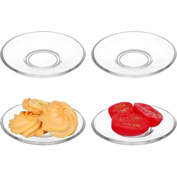 Zerodeko Coffee Plates Glass Tea Saucers Snack Plate: 4pcs 9cm Coffee Cup Saucers Clear Sauce Dish Sushi Vinegar Dipping Plate Condiment Dish Mini Appetizer Plate for Party Clear Saucer Plates
