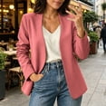 thumbnail image 2 of Sahpxhe Blazers for Women Collarless Open Front Long Sleeve Trendy Slim Fit Suit Jacket Lightweight Office Professional Workwear Watermelon Red XL, 2 of 9