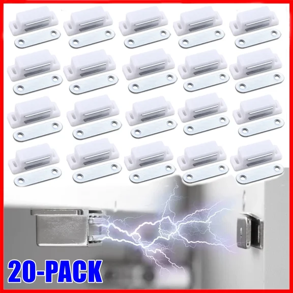 20Pack White Magnetic Door Catches Kitchen Cupboard Wardrobe Cabinet Latch Catch