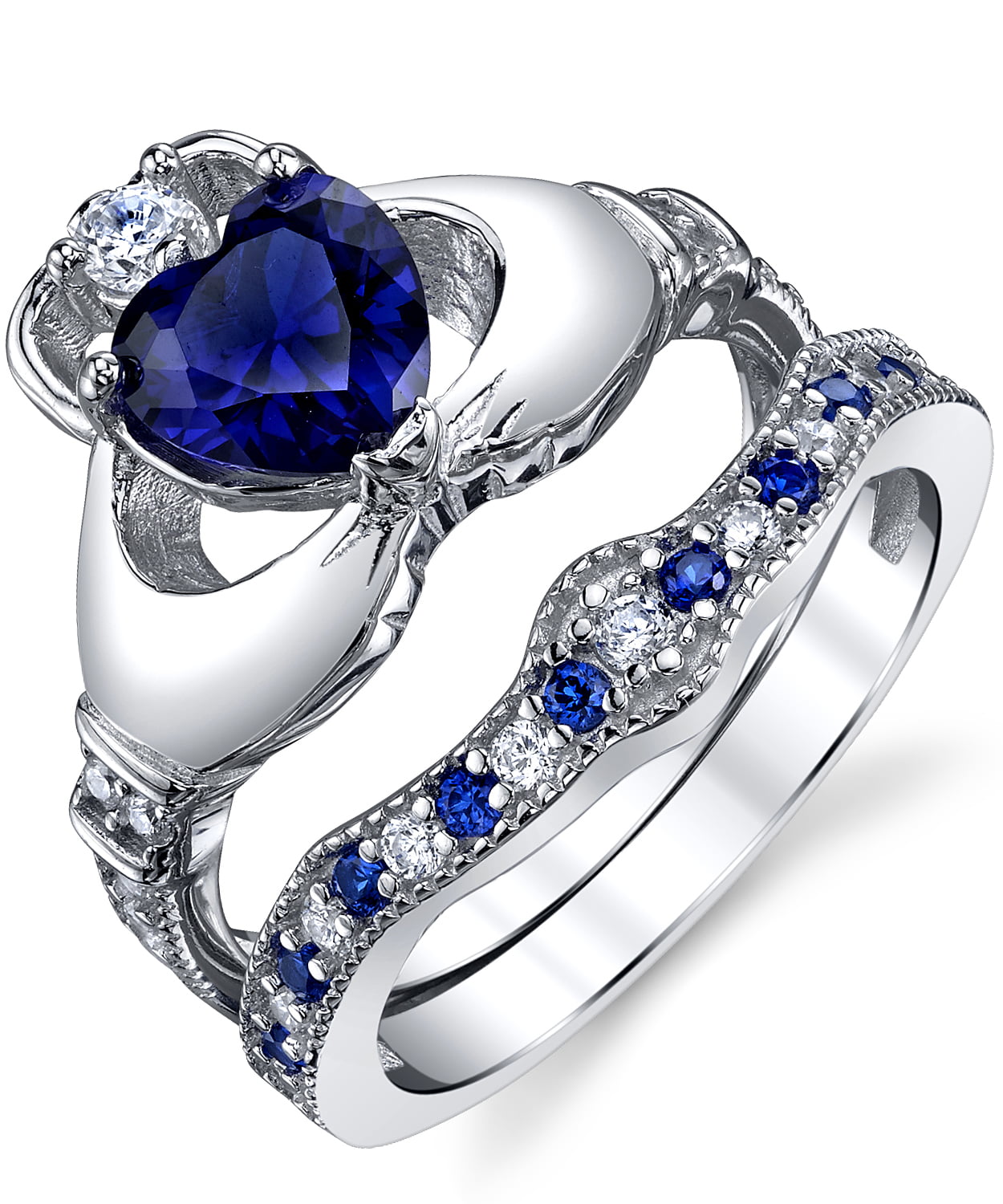 Infinity Celtic Tanzanite Heart Wedding Engagement Ring Set