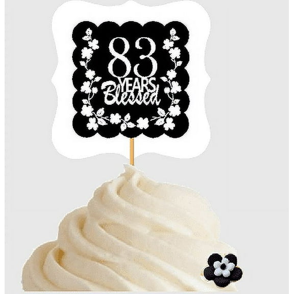 83rd Birthday / Anniversary Blessed Cupcake Decoration Toppers Picks -12ct