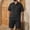 Black, variant on Men's 100% Cotton Work 2 Piece Outfit Set, Short Sleeve Snap Button Shirt with Double Pockets & Drawstring Cargo Shorts with Multi Pockets, Casual Outdoor Workwear Khaki
