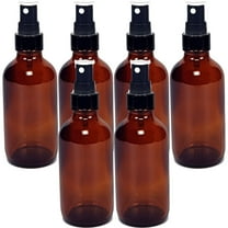 Global Amber 4oz Black Mist Sprayer Bottle (120ml) Pack of 6 - Glass Tincture Bottles with Black Mist Sprayers for Essential Oils & More Liquids - Leakproof Travel Bottles