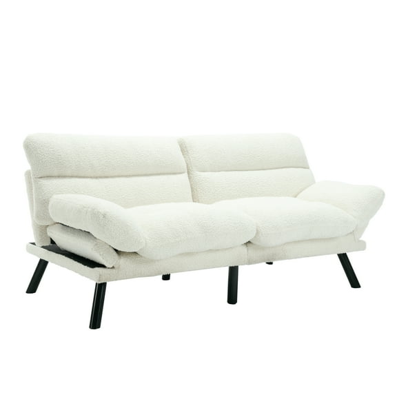 MOONMISS Futon Sofa Bed Teddy Couch Modern Convertible Folding Recliner,White