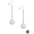 thumbnail image 2 of Delight Jewelry Silvertone Round - Imitation Cat's Eye - White - Silver-tone Long Sparkle Dangle French Earrings, 2 of 4