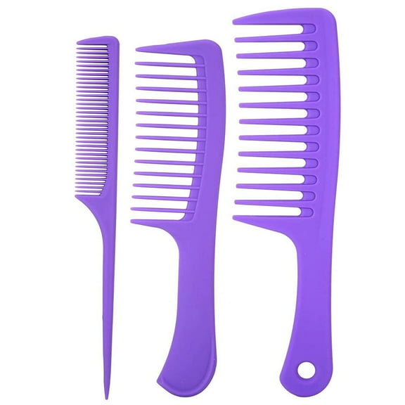 3 Pcs Hair Stylist Comb, Professional Hairdressing Comb Pointed Tail Wide Teeth Hair Styling Tool for Salon Home(Purple)