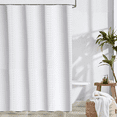 thumbnail image 4 of Dznils Waffle Shower Curtain with Hooks, Thick Weighted Fabric Bathroom Curtain, White, 72" x 72", 4 of 10