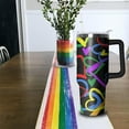 thumbnail image 5 of 40oz Rainbow Tumbler With Handle and Straws, Gifts For Gays Lesbian LGBTQ, Gay Pride Flag Coffee Mug Water Bottle, LGBT Stainless Steel Insulated Cup,Valentines Birthday Gift, 5 of 6