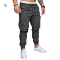 thumbnail image 3 of Cotton Men Trousers Solid Color Replacement Stylish Washable Easy Matching Middle Waist Home Long Pant Clothes Dark Grey L, 3 of 6