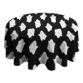thumbnail image 4 of Black Halloween White Ghosts Round Tablecloth 60"x60",Wrinkle Wipeable Table Cloth for Kitchen Dining Room Picnic Patio Party, 4 of 6