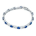 thumbnail image 2 of Bling Jewelry Womens Forever Love Symbol Infinity Tennis Bracelet 9CT Oval Sapphire Blue Cubic Zirconia CZ Silver, 2 of 5