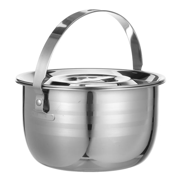 BESTYASH Portable Round Stainless Steel Cooking Pot for Camping and Outdoor Use - 1 Piece Cookware