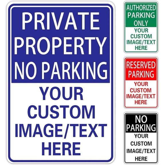 Private Property No Parking Sign Custom Aluminum Metal Parking Lot Sign for Business and School Outdoor Use 12 x 8 Inches